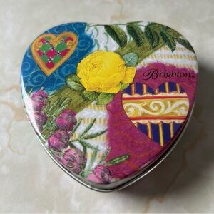 Collectible Brighton Heart Tin with Floral and Heart Motif  with 3 bookmarks!